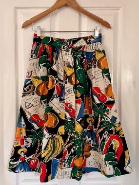 J. Crew 100% Cotton Vibrant Tropical Midi Skirt